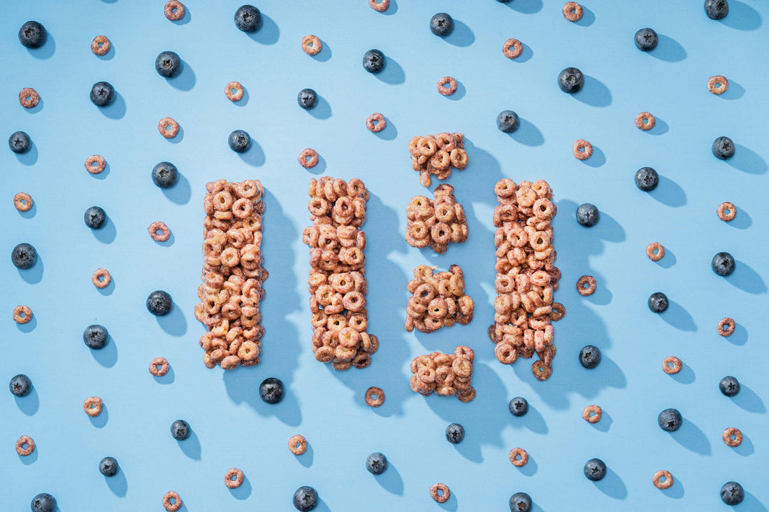 Blueberry Cheerio Bars on Blue