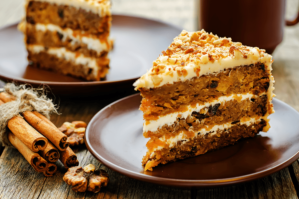Delicious Carrot Cake with Cinnamon and Fresh Carrots