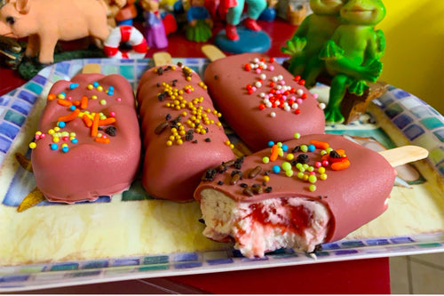 Infused Ruby Chocolate Covered Strawberry Swirled Ice Cream Bar - Magical Brands