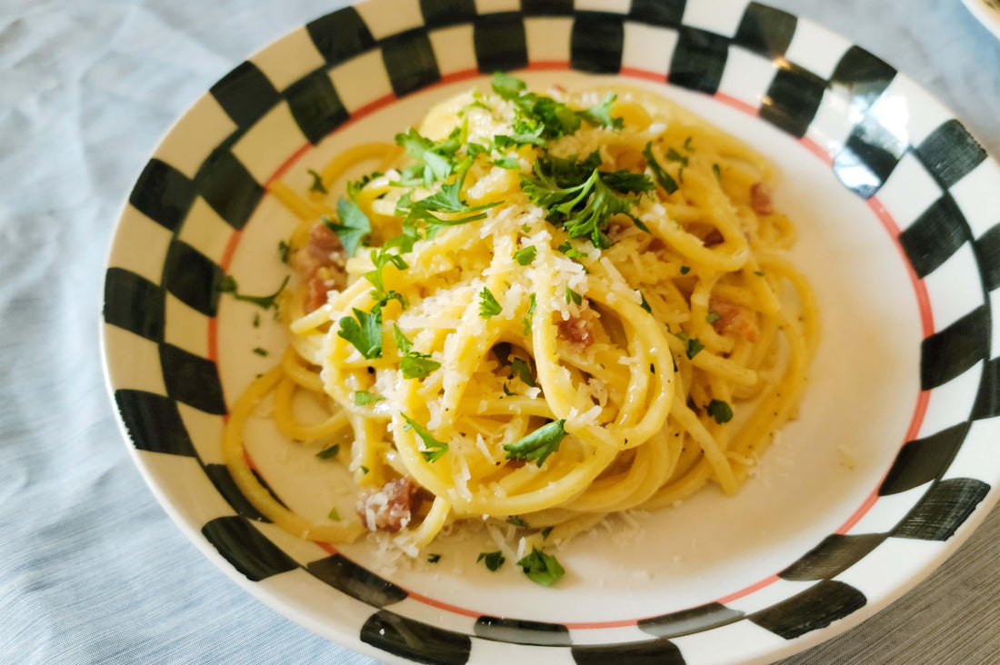 Pasta alla Carbonara Made With Infused Olive Oil