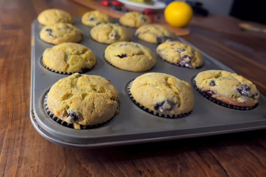 Made From Scratch Blueberry Muffins with Lemon Glaze
