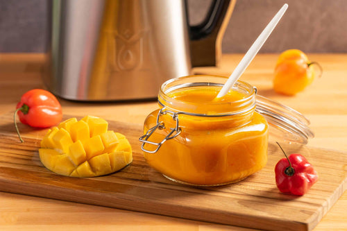 Mango Habanero BBQ Sauce in Jar made in the MagicalButter Machine