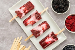 Very Berry Coconut Popsicles with Blueberries Raspberries Blackberries and Infused Honey