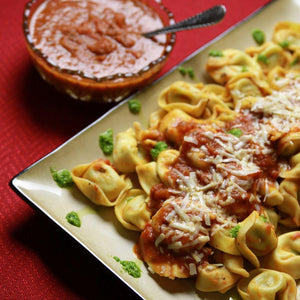 Fresh Tortellini w/ Pomodoro Sauce and Banging Basil Pesto