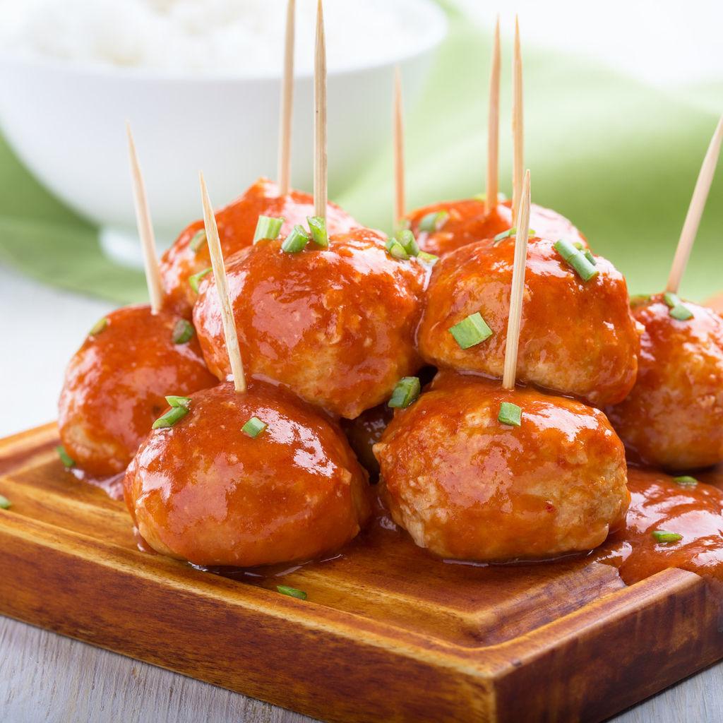 Gluten-Free Chicken Meatballs with Infused Sweet Thai Chili Sauce
